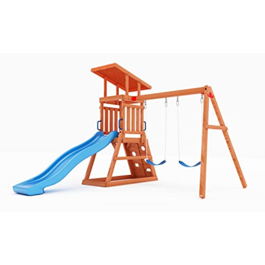 Kids Outdoor Wooden Playset - Playground Wooden Swing Sets for Backyard