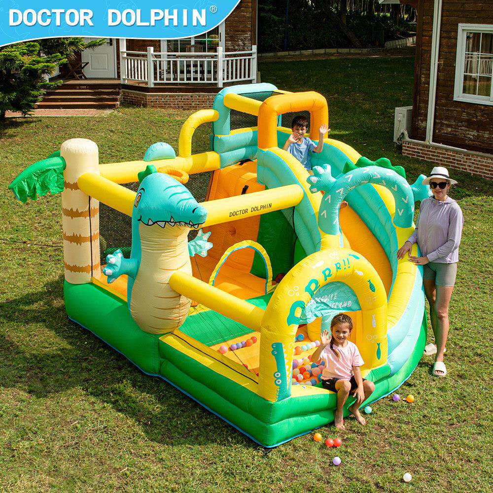 Kids Outdoor House With Slide - Dinosaur Inflatable Bounce House, Small Kids
