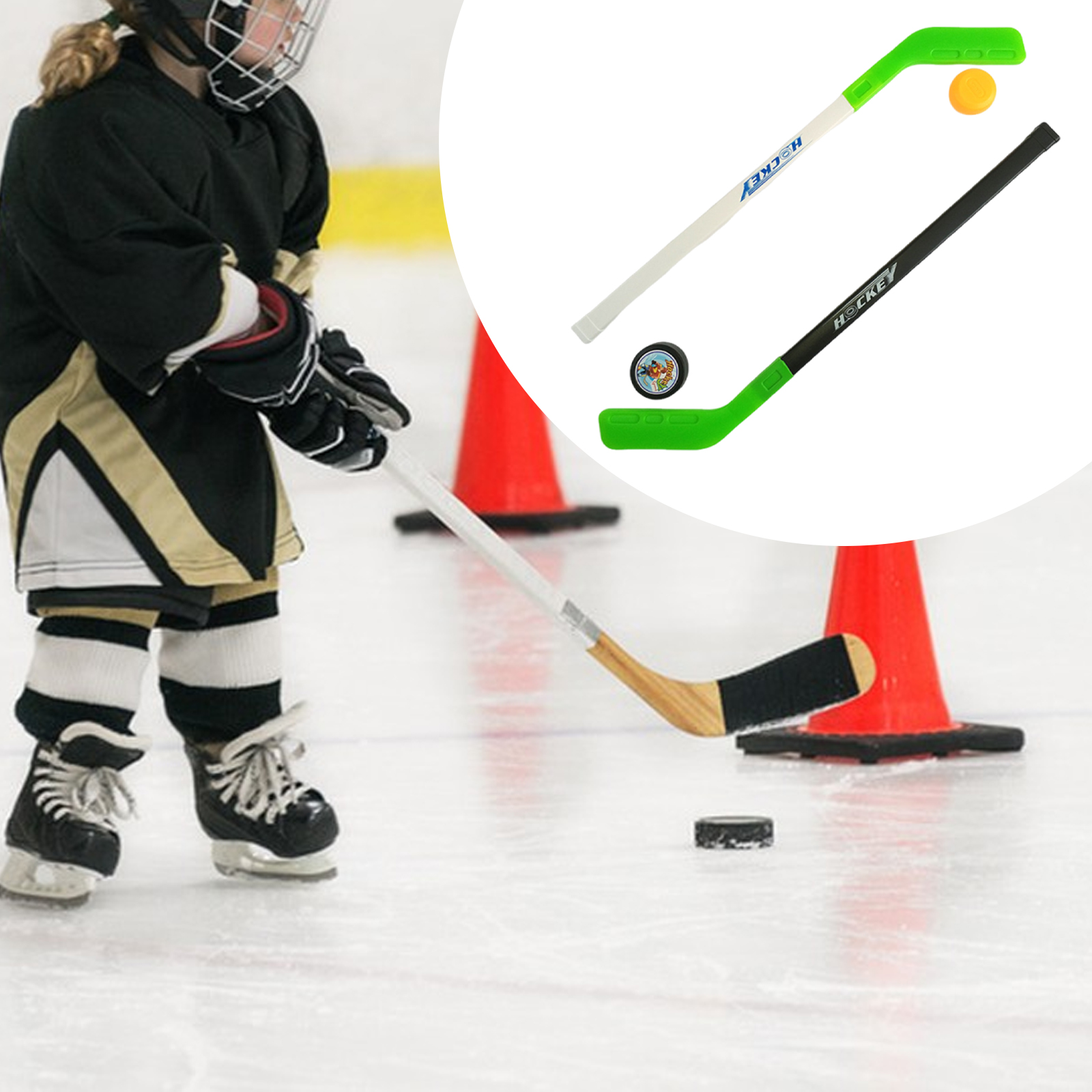 Kids Outdoor Hockey Sticks - Kids Hockey Sticks and Ball Set,