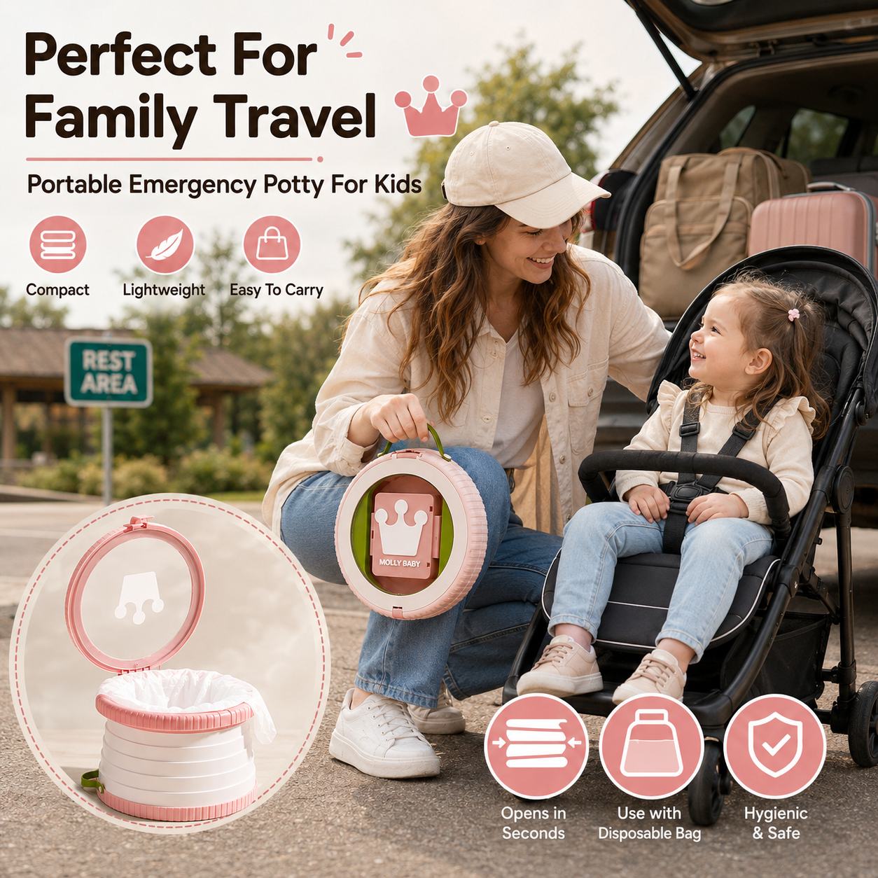 Kids Outdoor Urinal - Portable Folding Travel Potty Kids Emergency