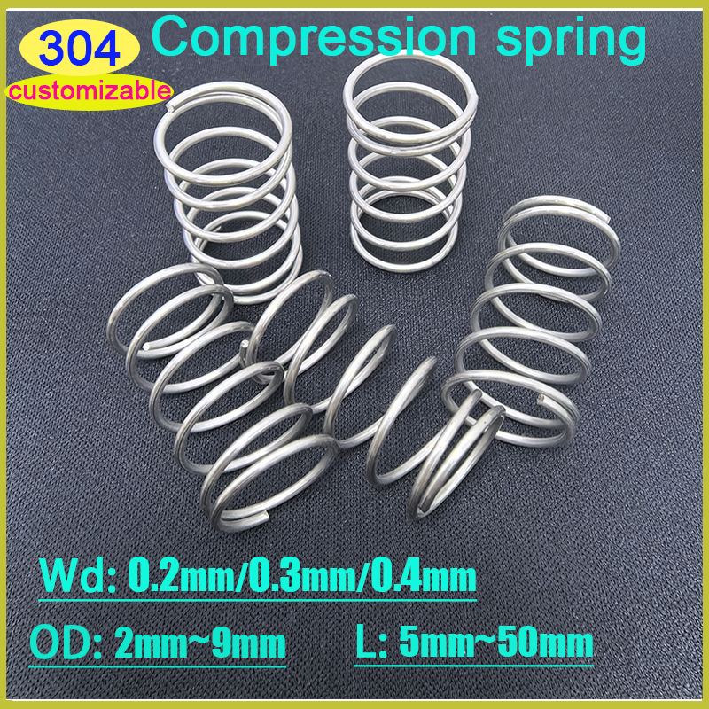 Mini Trampoline Spring - 10 Pcs Wire Diameter 0.2mm/0.3mm/0.4mm 304