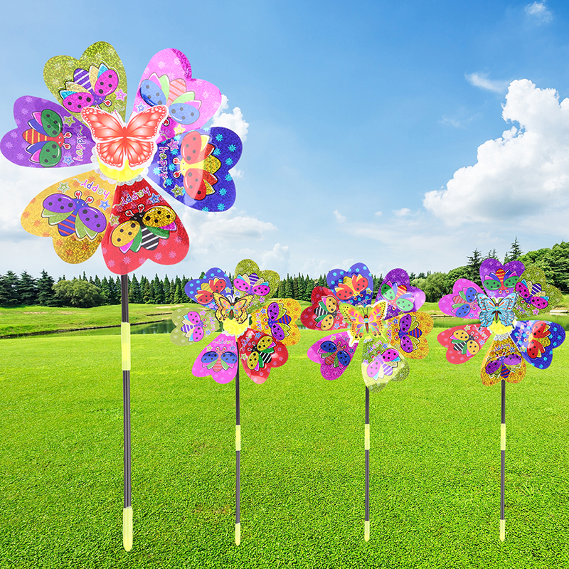 Kids Outdoor Garden Toys - 1Pc Colorful Sequin Windmill Cartoon Animal