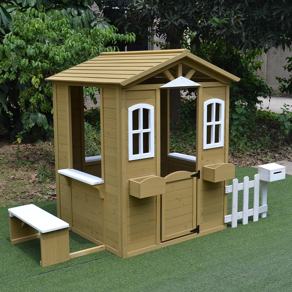 Kids Outdoor Nature Play - Cedar Wooden Playhouse Kids Outdoor Play
