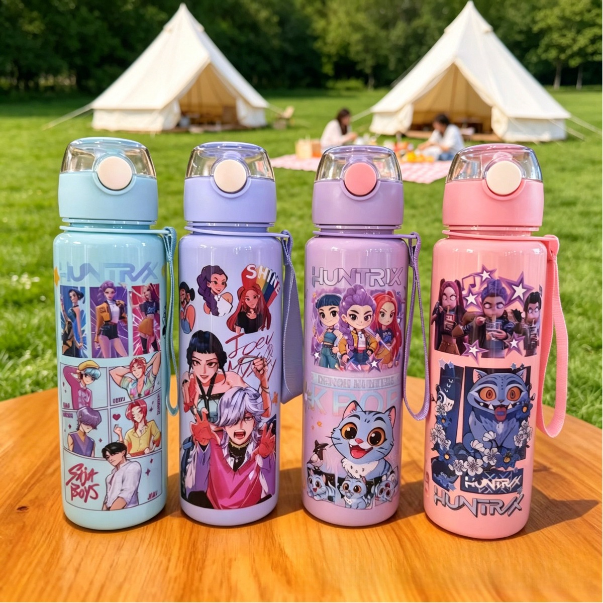 Kids Outdoor Kitchen - Cute Cartoon Straw Water Cup, 700ml