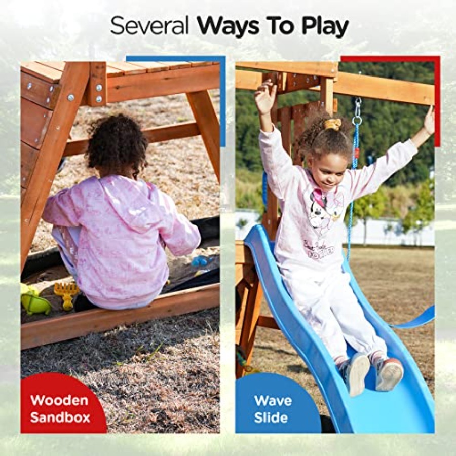 Playground Wooden Swing Sets f – Kids Outdoor Wooden Playset recenzja i cena