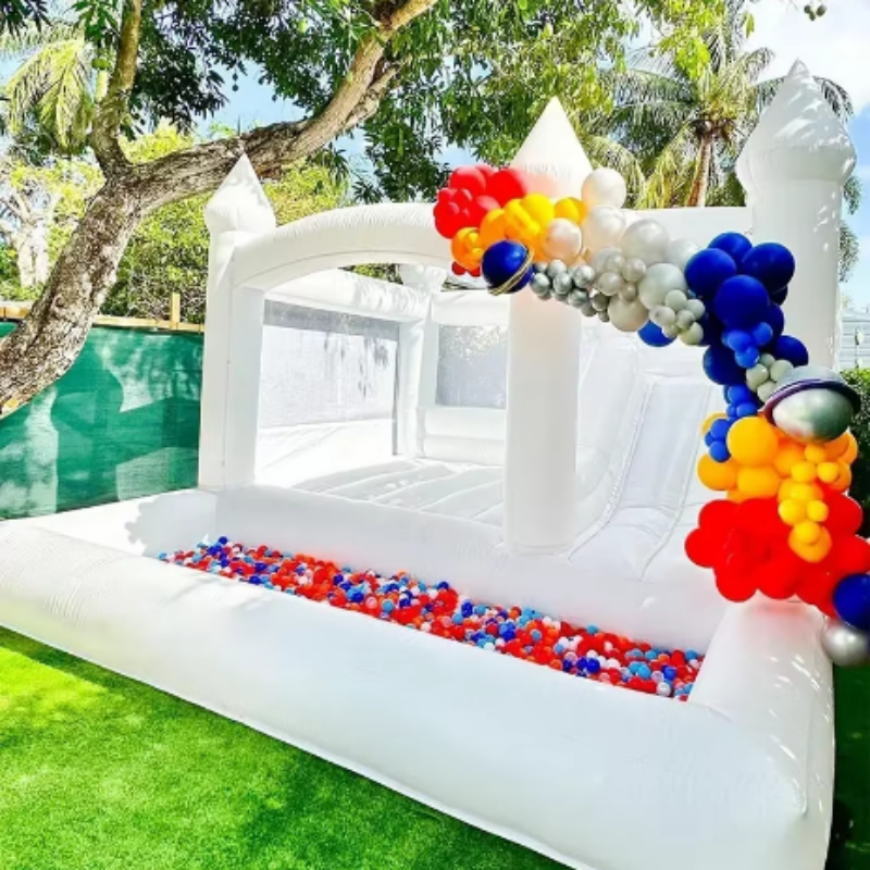White Bounce House for Kids an – Kids Outdoor House With Slide recenzja i cena