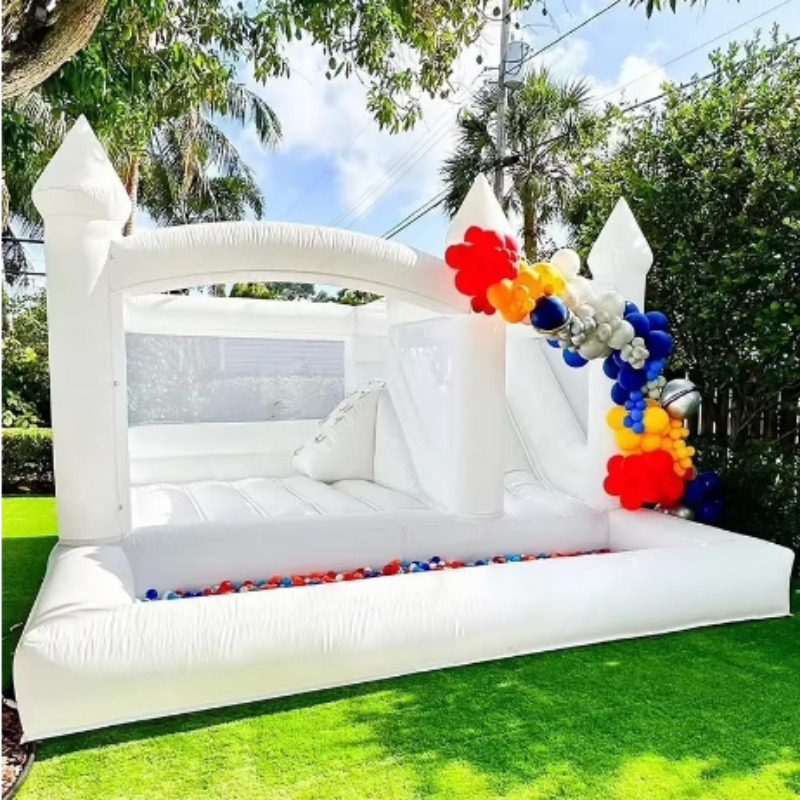 White Bounce House for Kids an – Kids Outdoor House With Slide recenzja i cena