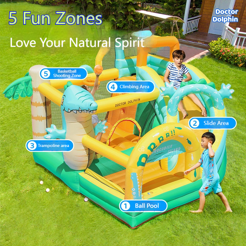 Dinosaur Inflatable Bounce Hou – Kids Outdoor House With Slide recenzja i cena