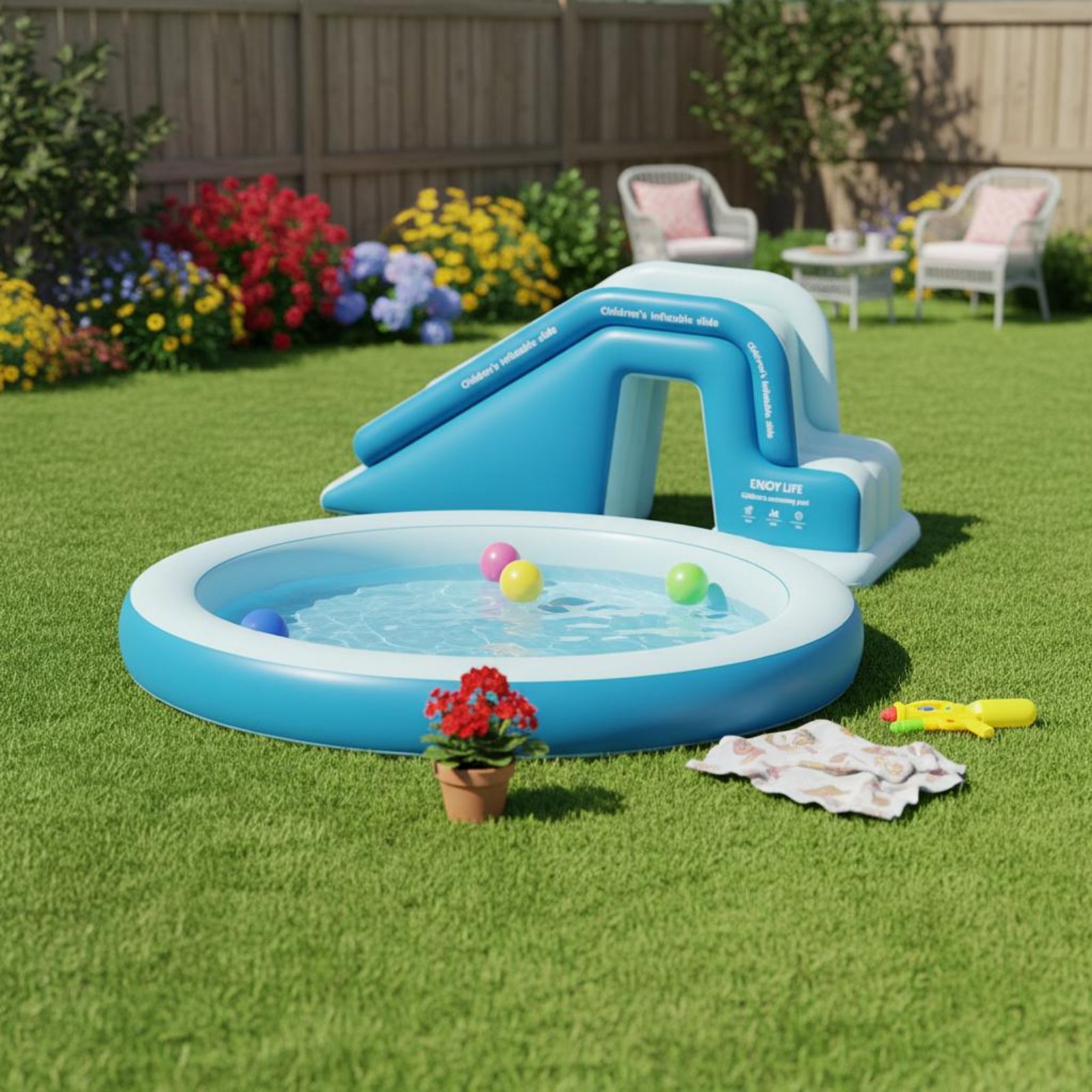 Inflatable Pool Slide Foldable – Kids Outdoor Water Toys recenzja i cena