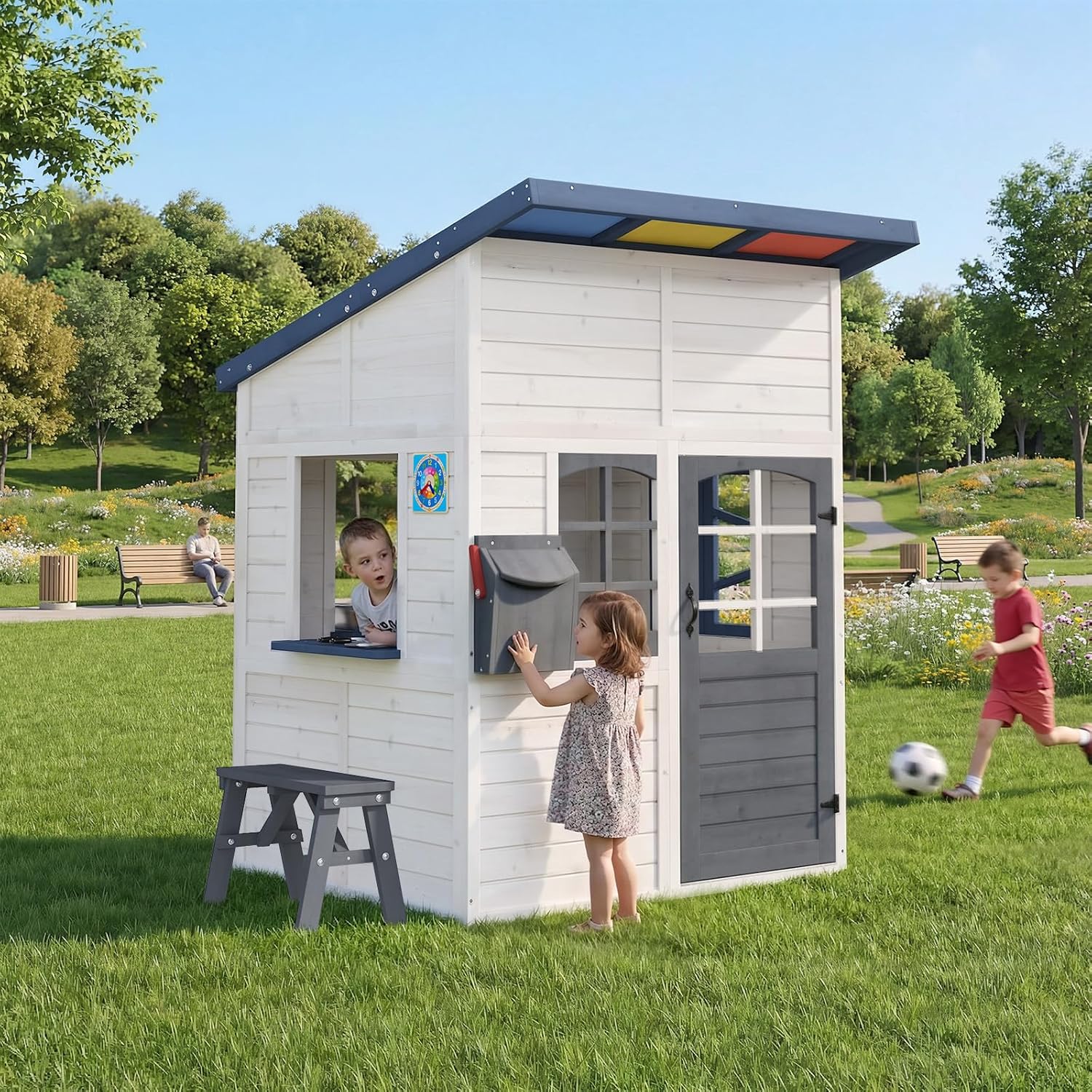 Wooden Kids Outdoor Playhouse  – Kids Outdoor Wooden Playset recenzja i cena