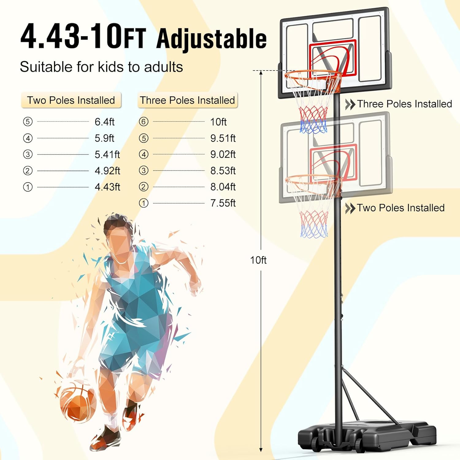Adjustable Basketball Hoop 10F – Kids Outdoor Basketball recenzja i cena