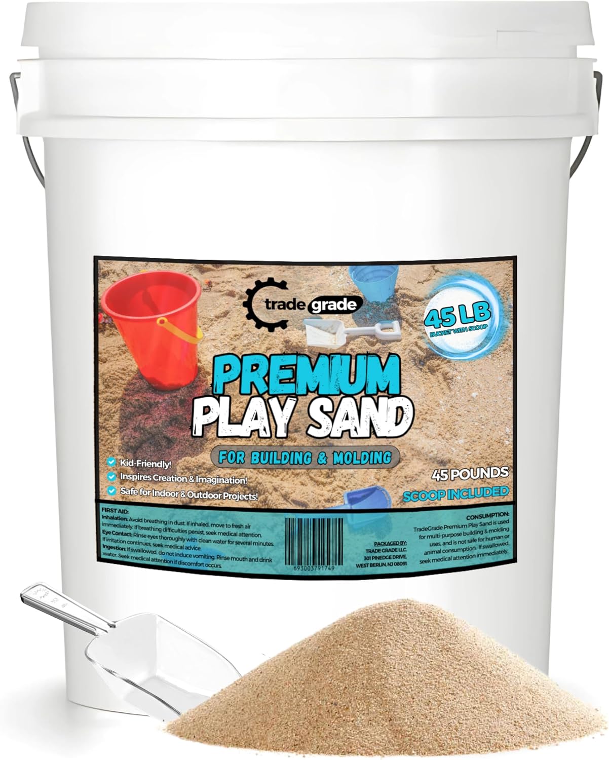Premium Play Sand - 45 lb. Buc – Kids Outdoor Sensory Table recenzja i cena