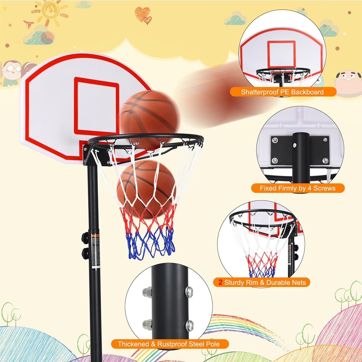 Portable Basketball Hoop with  – Kids Outdoor Basketball recenzja i cena