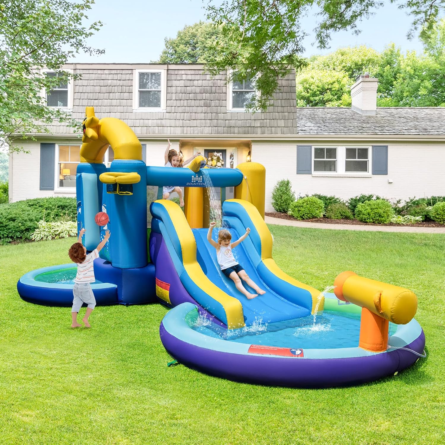 Inflatable Water Slide, 2 in 1 – Kids Outdoor House With Slide recenzja i cena