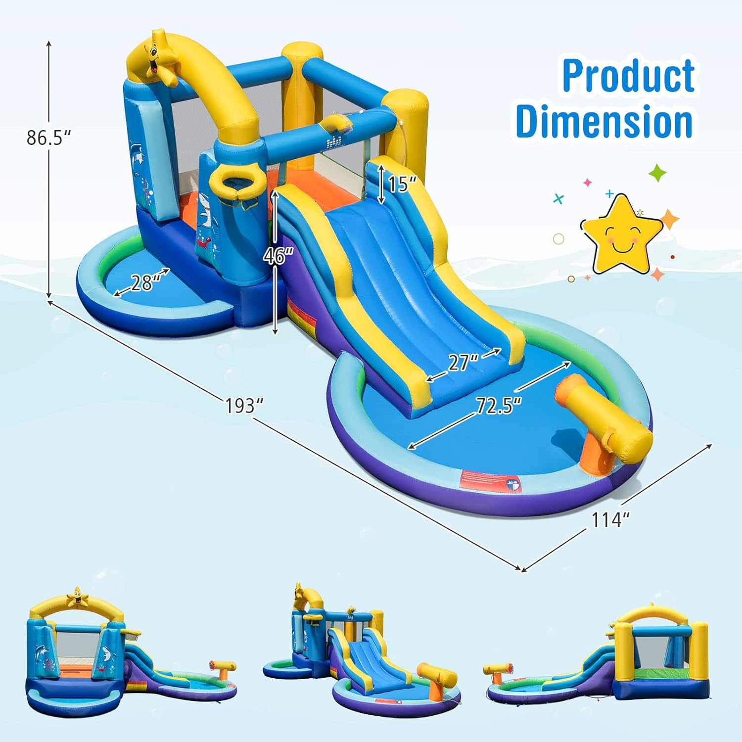 Inflatable Water Slide, 2 in 1 – Kids Outdoor House With Slide recenzja i cena