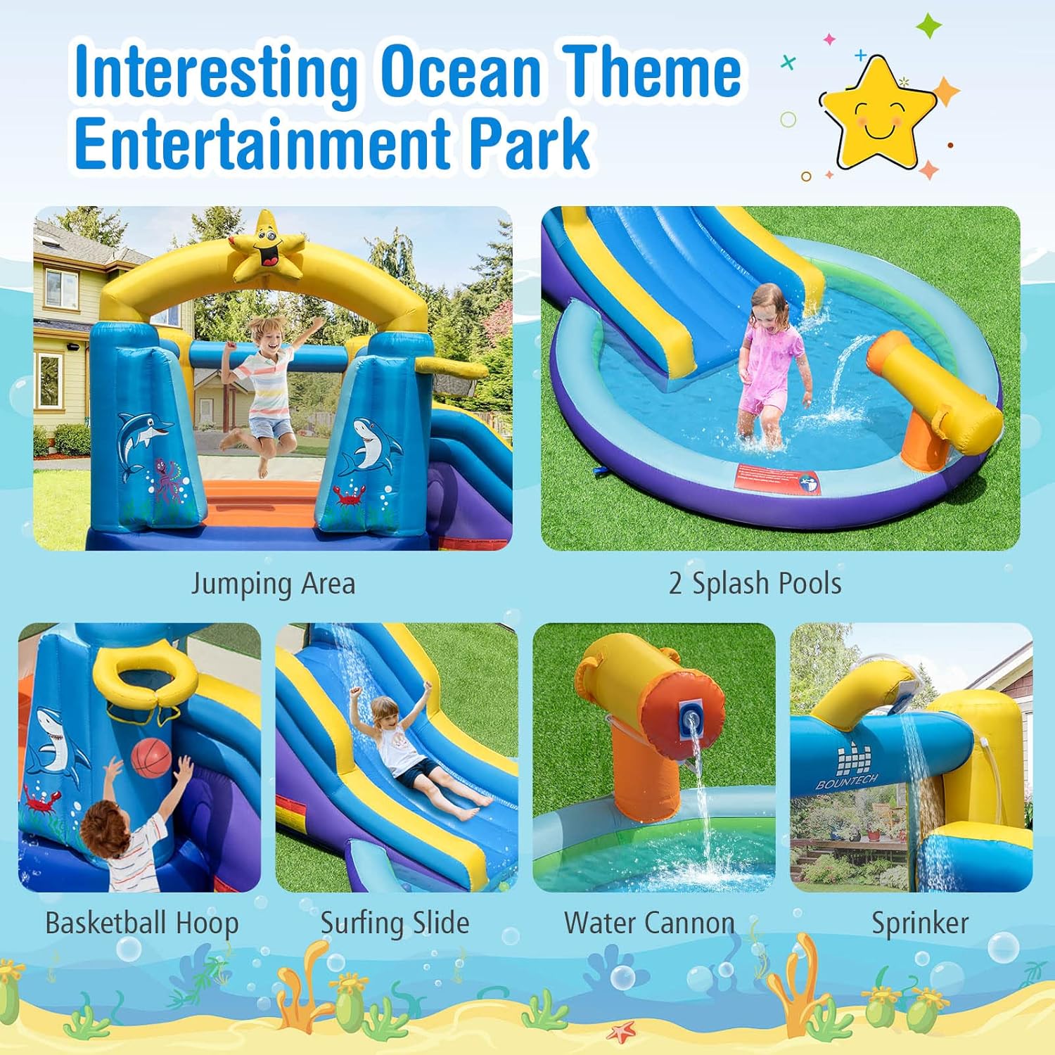 Inflatable Water Slide, 2 in 1 – Kids Outdoor House With Slide recenzja i cena