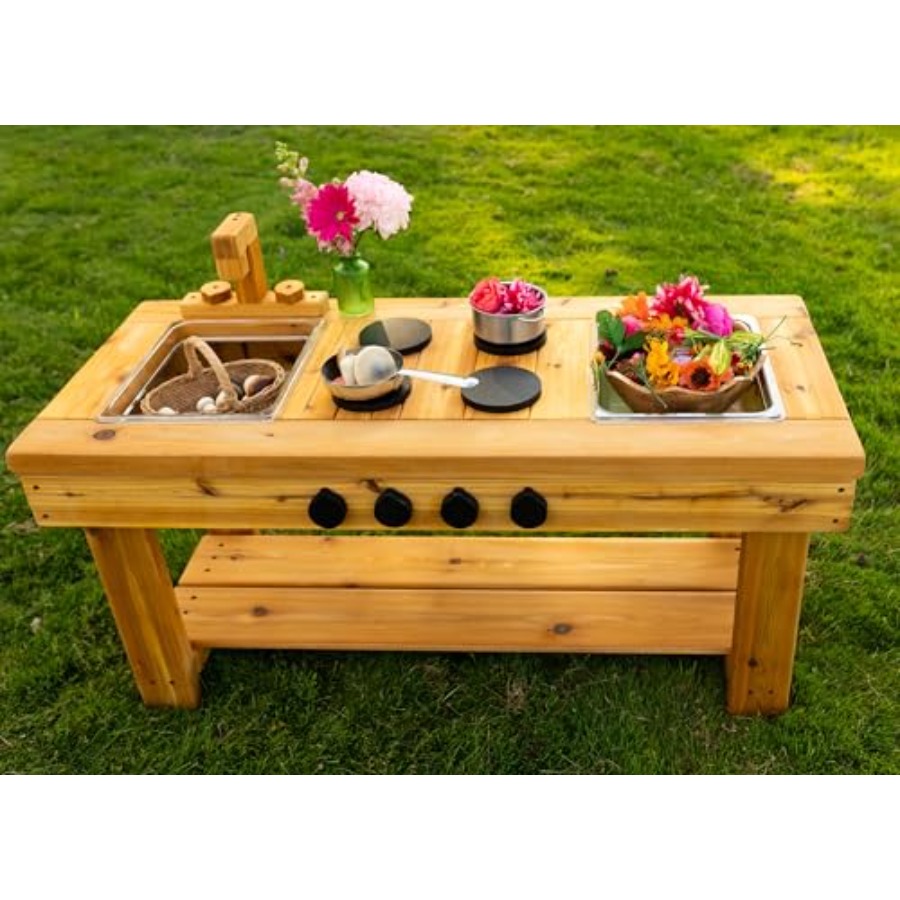Cedar Outdoor Mud Kitchen Cent – Kids Outdoor Sensory Table recenzja i cena