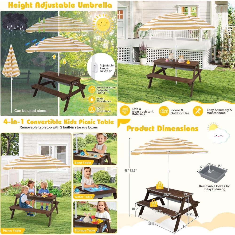 Kids Picnic Table with Sensory – Kids Outdoor Sensory Table recenzja i cena