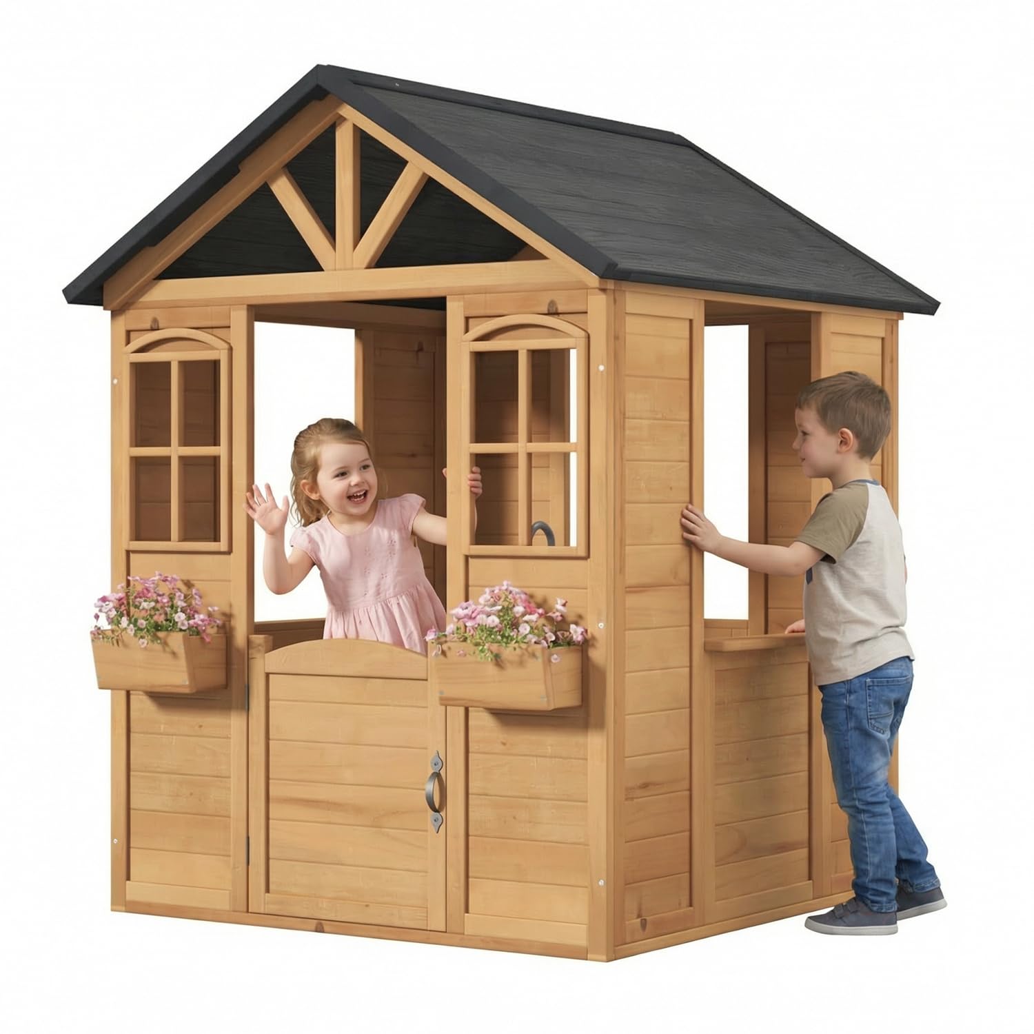 Wooden Kids Playhouse Outdoor  – Kids Outdoor Kitchen recenzja i cena