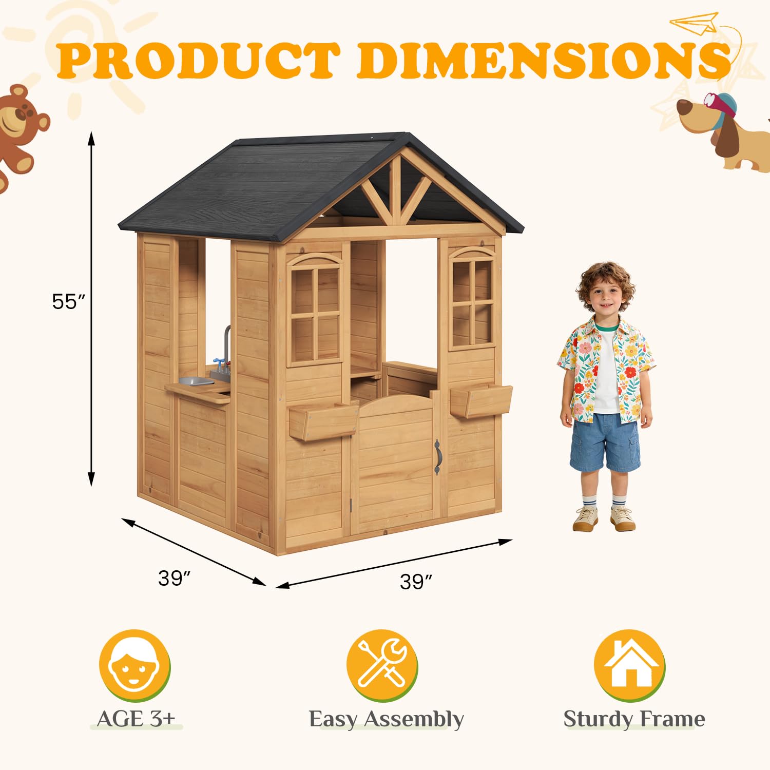 Wooden Kids Playhouse Outdoor  – Kids Outdoor Kitchen recenzja i cena