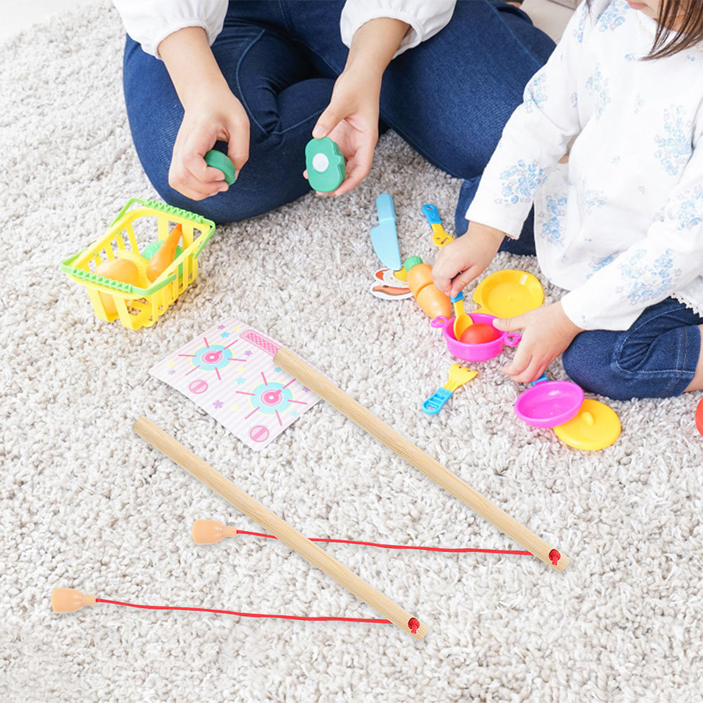 10Pcs Wooden Fishing Rods for  – Kids Outdoor Wooden Playset recenzja i cena