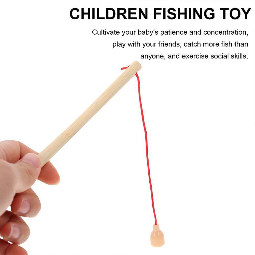 10Pcs Wooden Fishing Rods for  – Kids Outdoor Wooden Playset recenzja i cena