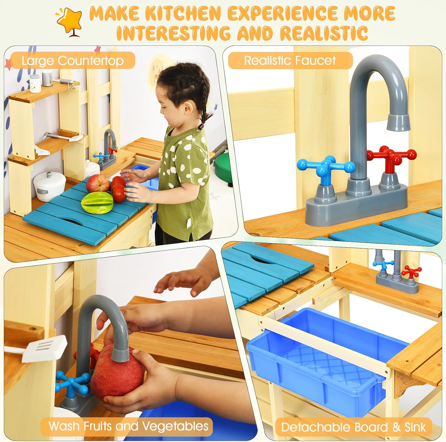 Kids Mud Kitchen Playset, Indo – Kids Outdoor Wooden Playset recenzja i cena