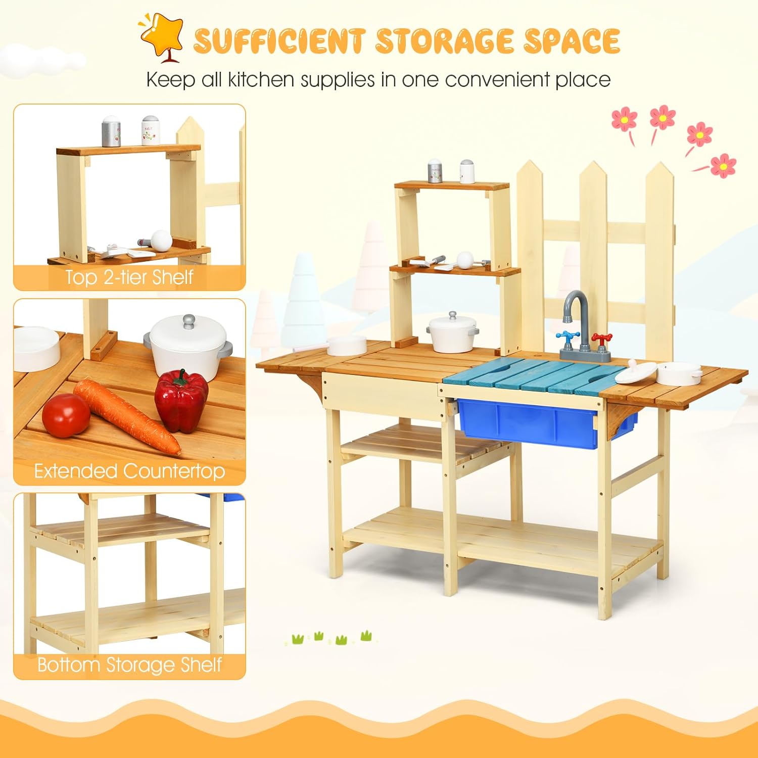 Kids Mud Kitchen Playset, Indo – Kids Outdoor Wooden Playset recenzja i cena