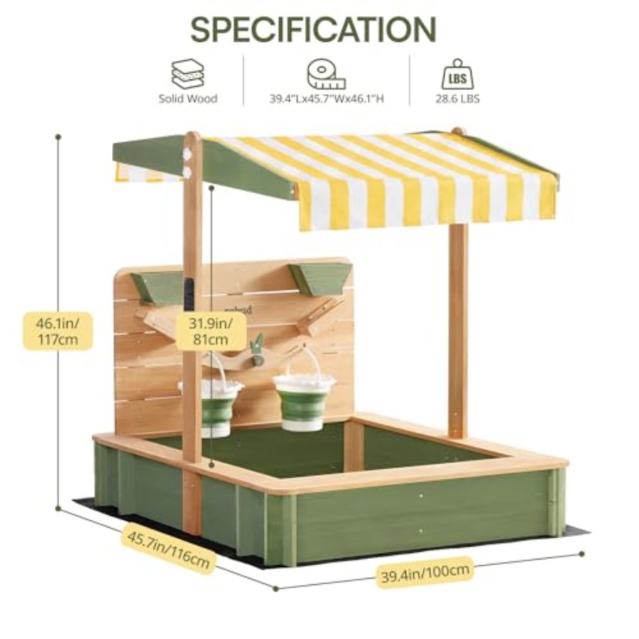 Outdoor sandbox for kids: wood – Kids Outdoor Seating recenzja i cena