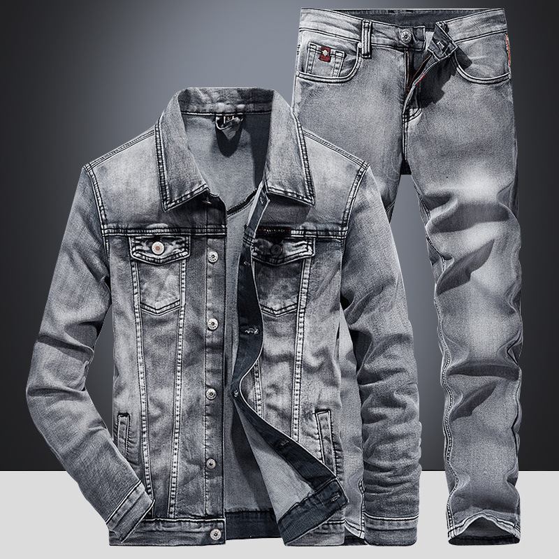 Spring Autumn Denim Suit Men's – Mini Trampoline Spring recenzja i cena