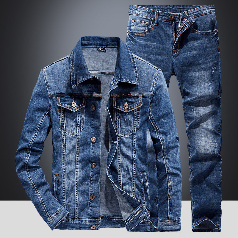 Spring Autumn Denim Suit Men's – Mini Trampoline Spring recenzja i cena