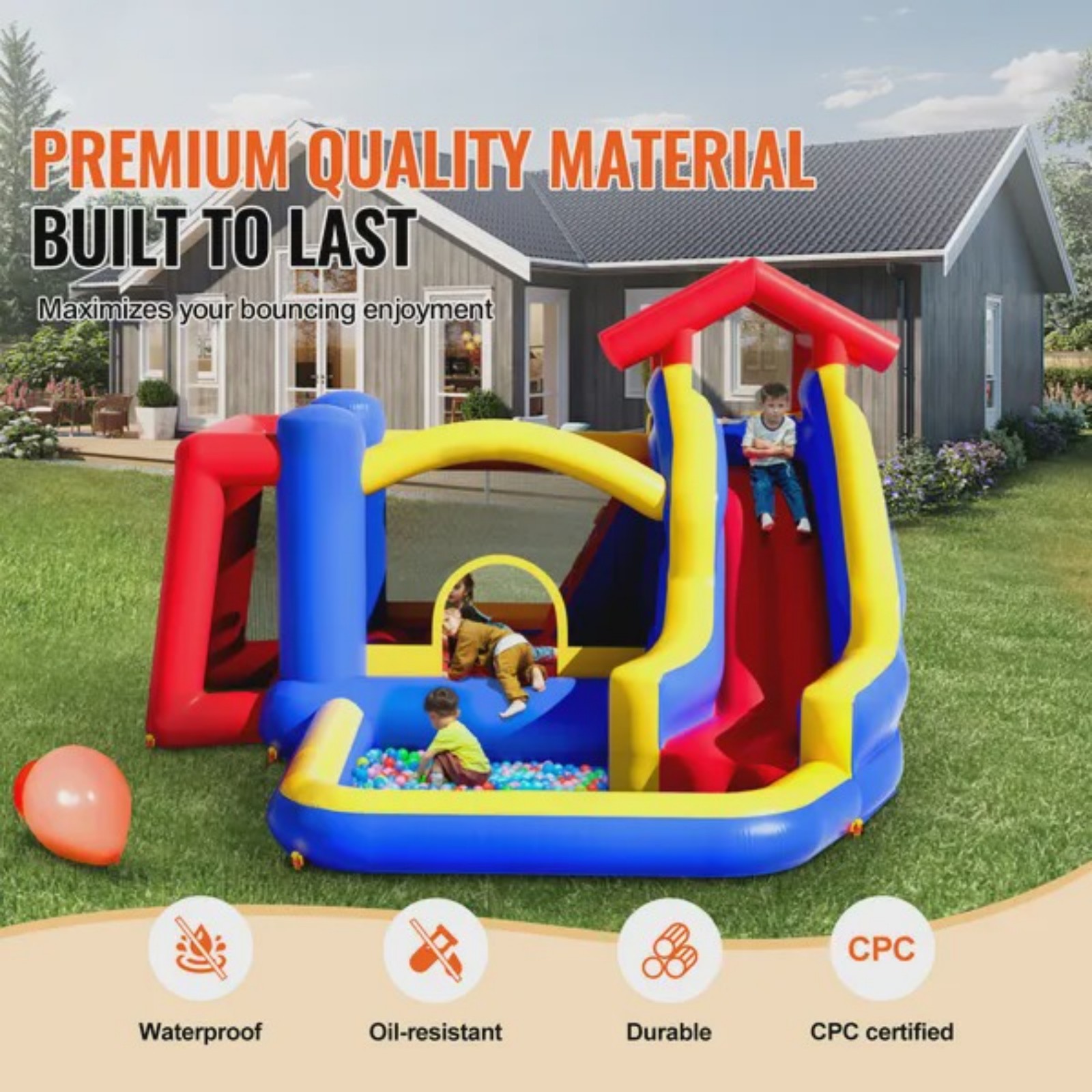 Inflatable Bounce House Outdoo – Kids Outdoor House With Slide recenzja i cena