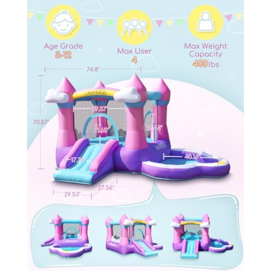 Pink inflatable bounce house f – Kids Outdoor House With Slide recenzja i cena