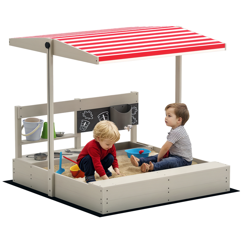 Outsunny Kids Sandbox with Hei – Kids Outdoor Wooden Playset recenzja i cena