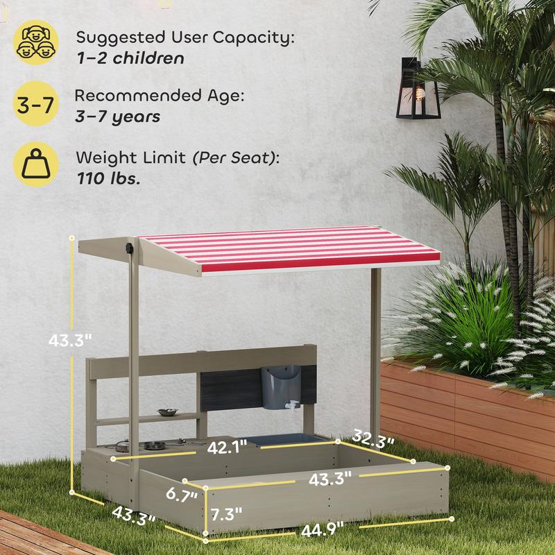 Outsunny Kids Sandbox with Hei – Kids Outdoor Wooden Playset recenzja i cena