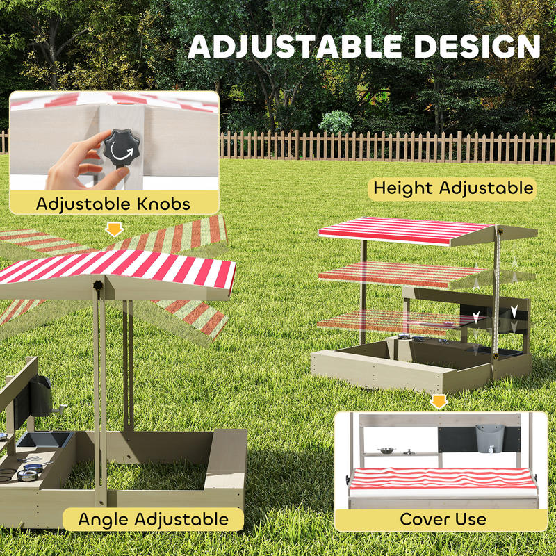 Outsunny Kids Sandbox with Hei – Kids Outdoor Wooden Playset recenzja i cena