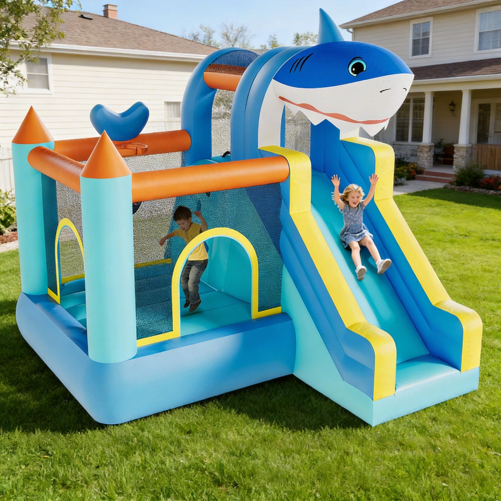 Inflatable Bounce House With S – Kids Outdoor House With Slide recenzja i cena