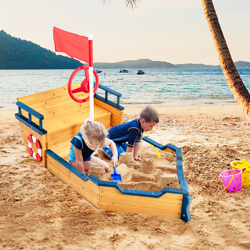 Kids Pirate Boat Wooden Sandbo – Kids Outdoor Wooden Playset recenzja i cena